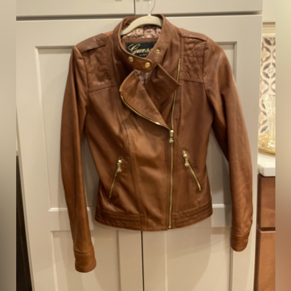 Guess leather jacket, size Small